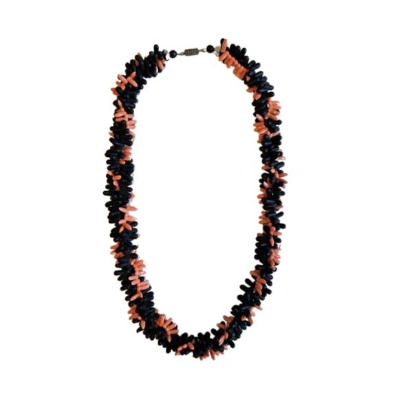Fun Black/Coral Colored Necklace - Picture 5 of 7